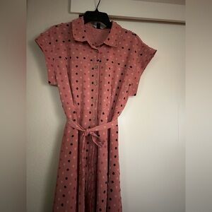 Nina Leonard Rose Polka Dot Midi Dress